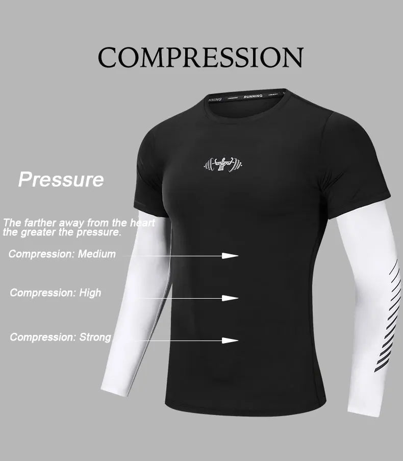 Quick Dry Men's Running Jacket Training Sportswear Set Gym Fitness Compression Sport Suit Jogging Tight Sportswear Clothes Male