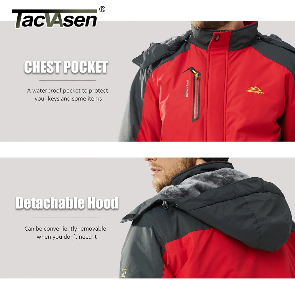 TACVASEN Winter Fleece Jackets Mens Waterproof Hiking Skiing Jacket Coats Outdoor Mountain Trekking Jacket Windbreaker OMale