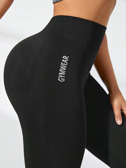 Women's High Waist Yoga Leggings Letter Gymwear Seamless High Stretchy Butt Lifting Breathable Sports Pants for Women