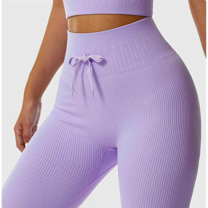 Women Strech-knit Gym Leggings Yoga Trousers Casual Sports Fitness Pants High Waist Seamless Tights Comfortable Female Running