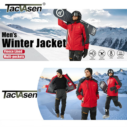 TACVASEN Winter Fleece Jackets Mens Waterproof Hiking Skiing Jacket Coats Outdoor Mountain Trekking Jacket Windbreaker OMale