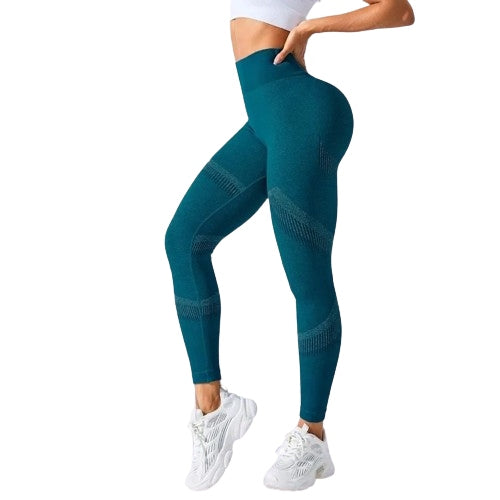 High-waisted sports leggings with solid stripe pattern