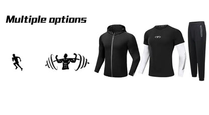 Quick Dry Men's Running Jacket Training Sportswear Set Gym Fitness Compression Sport Suit Jogging Tight Sportswear Clothes Male