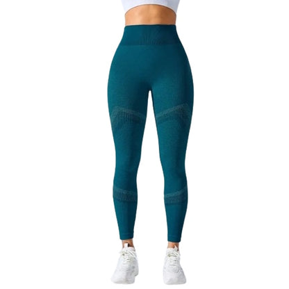 High-waisted sports leggings with solid stripe pattern