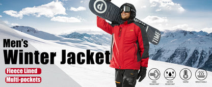 TACVASEN Winter Fleece Jackets Mens Waterproof Hiking Skiing Jacket Coats Outdoor Mountain Trekking Jacket Windbreaker OMale