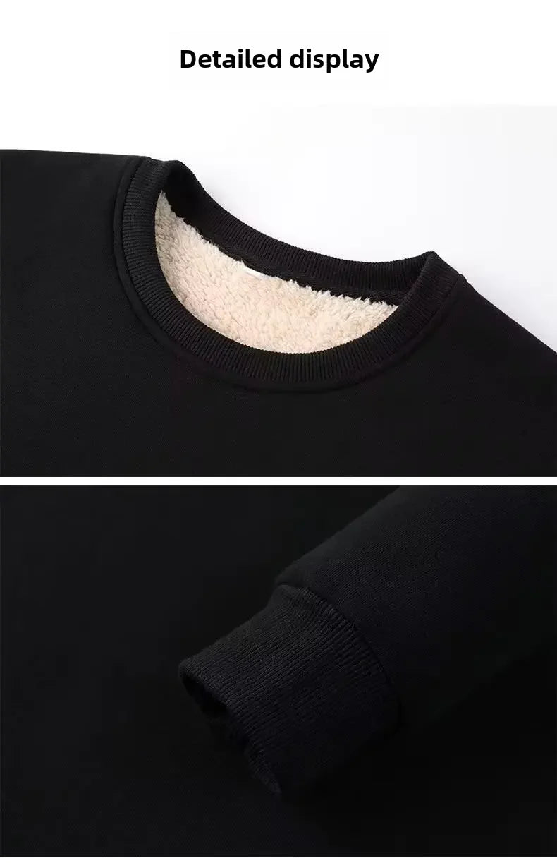 Thickened Fleece-lined Men's Sweatshirt Winter New Style Loose Fit Warm Sports Innertop For Young Men