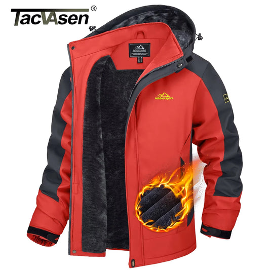 TACVASEN Winter Fleece Jackets Mens Waterproof Hiking Skiing Jacket Coats Outdoor Mountain Trekking Jacket Windbreaker OMale