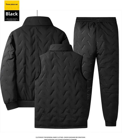 Conjunto de chándal de invierno para hombre, con forro polar, chaqueta de forro polar con cremallera completa y pantalones deportivos con bolsillos con cremallera