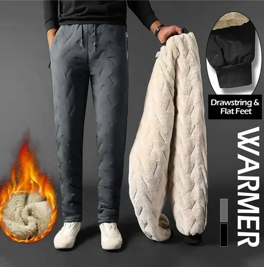 Winter Sweatwear Men Plush Thick Fleece Sweatpant Lambswool Thermal Trousers Casual Pants Waterproof Windproof Warm Cotton Pants