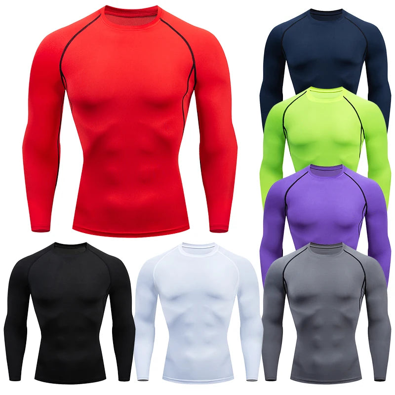 Tight long sleeve compression shirts for gym training and running, Dri-Fit Rash Guard