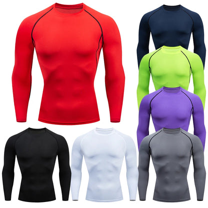 Tight long sleeve compression shirts for gym training and running, Dri-Fit Rash Guard