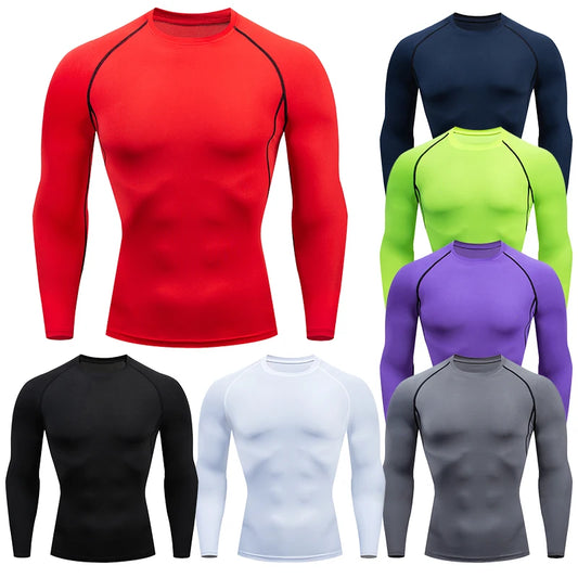 Tight long sleeve compression shirts for gym training and running, Dri-Fit Rash Guard