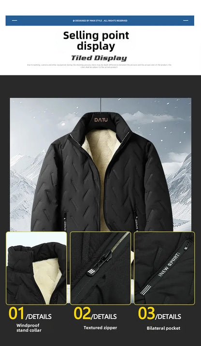 Conjunto de chándal de invierno para hombre, con forro polar, chaqueta de forro polar con cremallera completa y pantalones deportivos con bolsillos con cremallera