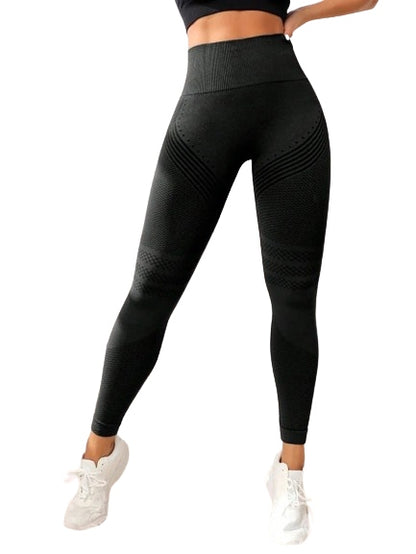 High-waisted sports leggings with solid stripe pattern