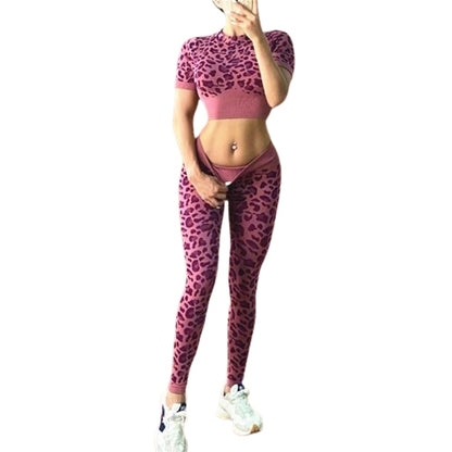 Sexy leopard print 2-piece yoga set for women, sports bras ideal for running